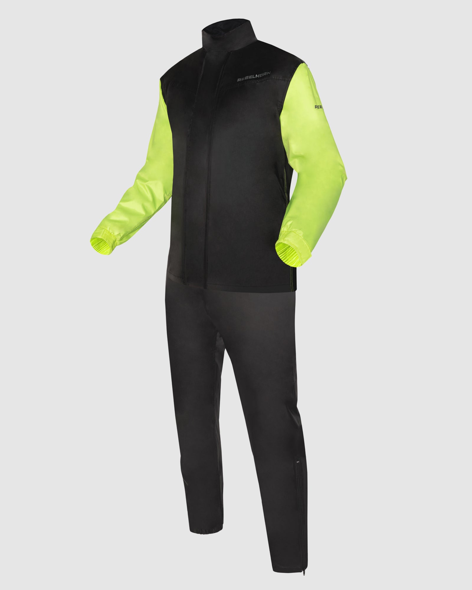 Rebelhorn Two-Piece Waterproof Suit Rain Black/Fluo Yellow S Rebelhorn Two-Piece Waterproof Suit Rain Black/Fluo Yellow S