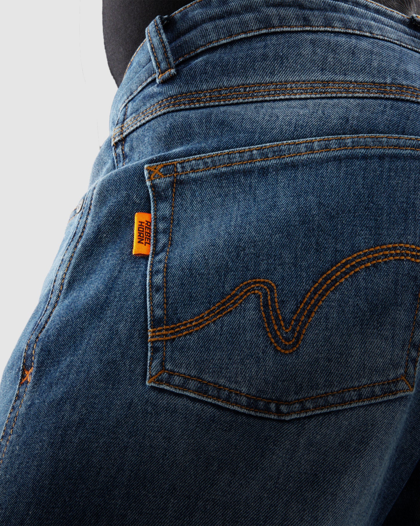 Bronco Motorcycle Jeans Washed Blue