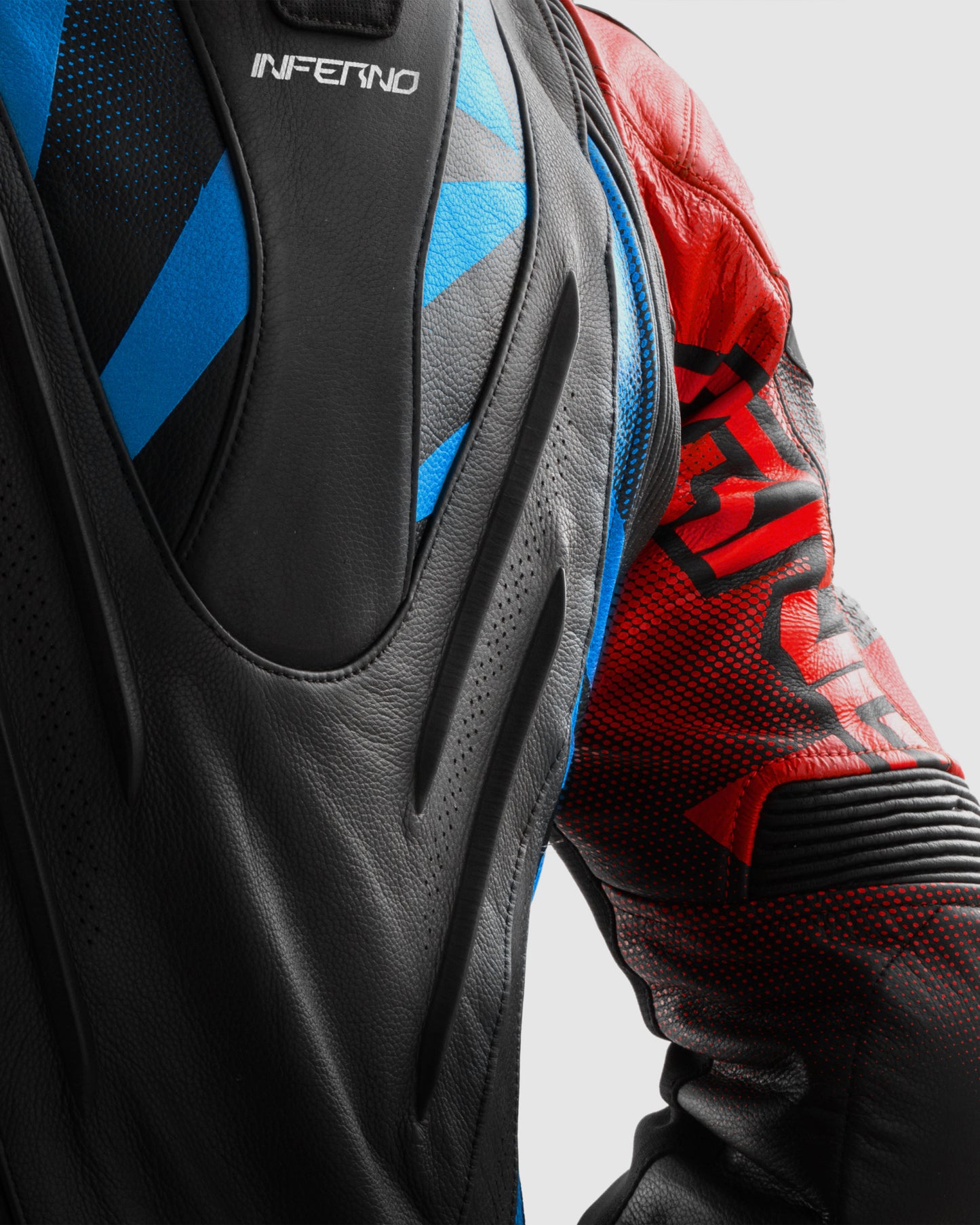 Inferno Leather Motorcycle Jacket Blue Red