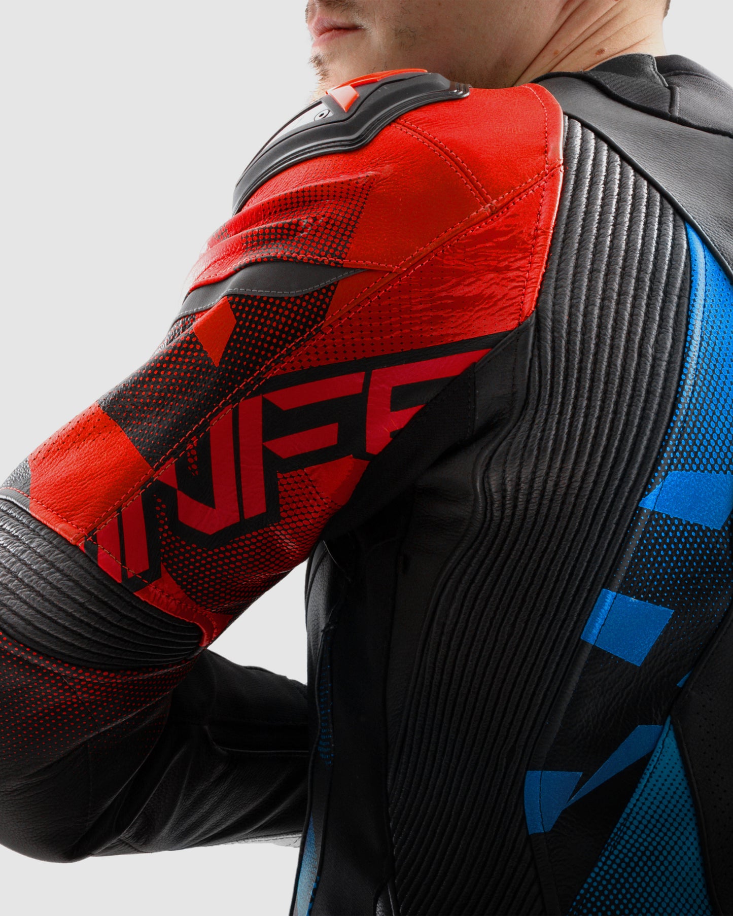 Inferno Leather Motorcycle Jacket Blue Red