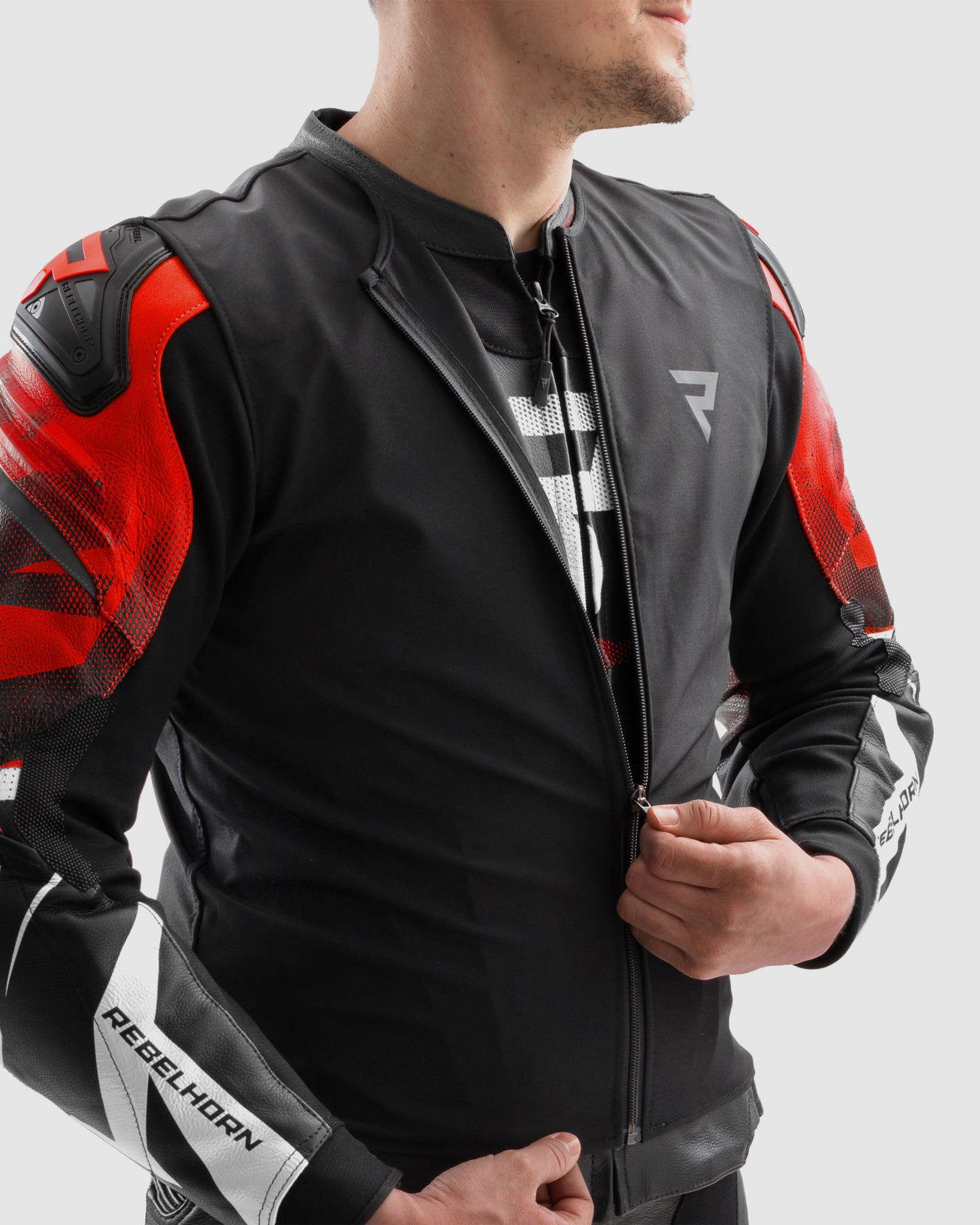 Inferno Leather Motorcycle Jacket Blue Red