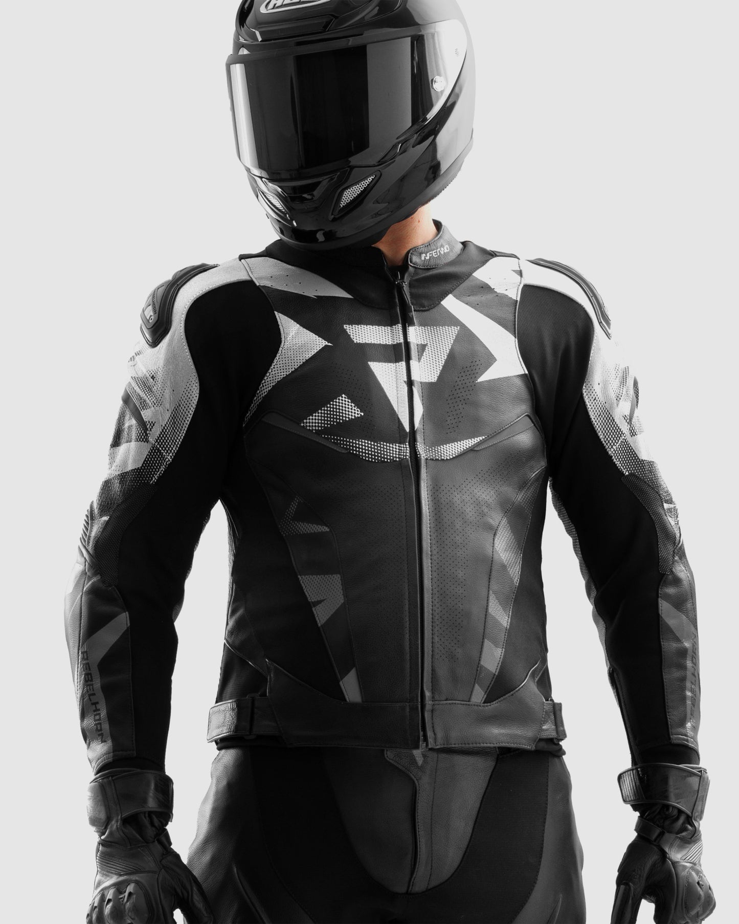 Inferno Leather Motorcycle Jacket Black White