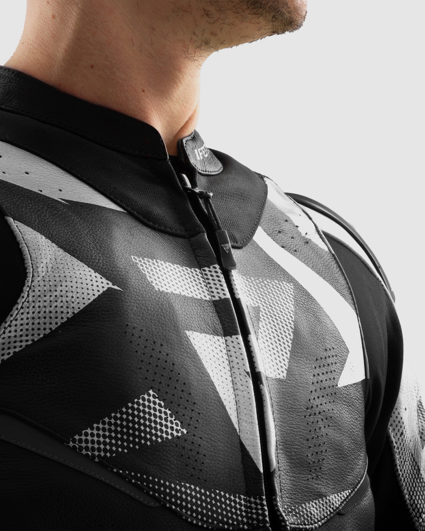 Inferno Leather Motorcycle Jacket Black White