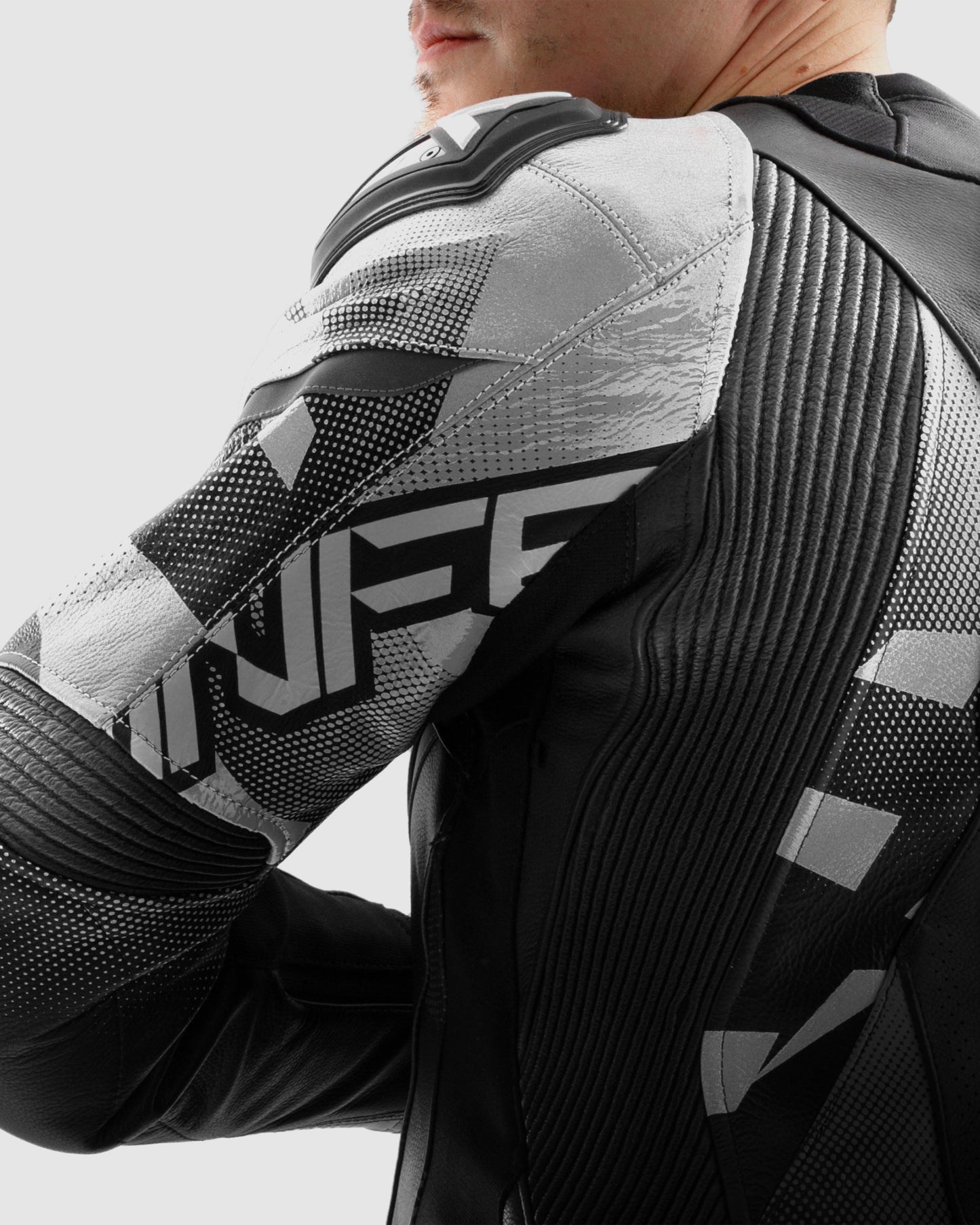 Inferno Leather Motorcycle Jacket Black White