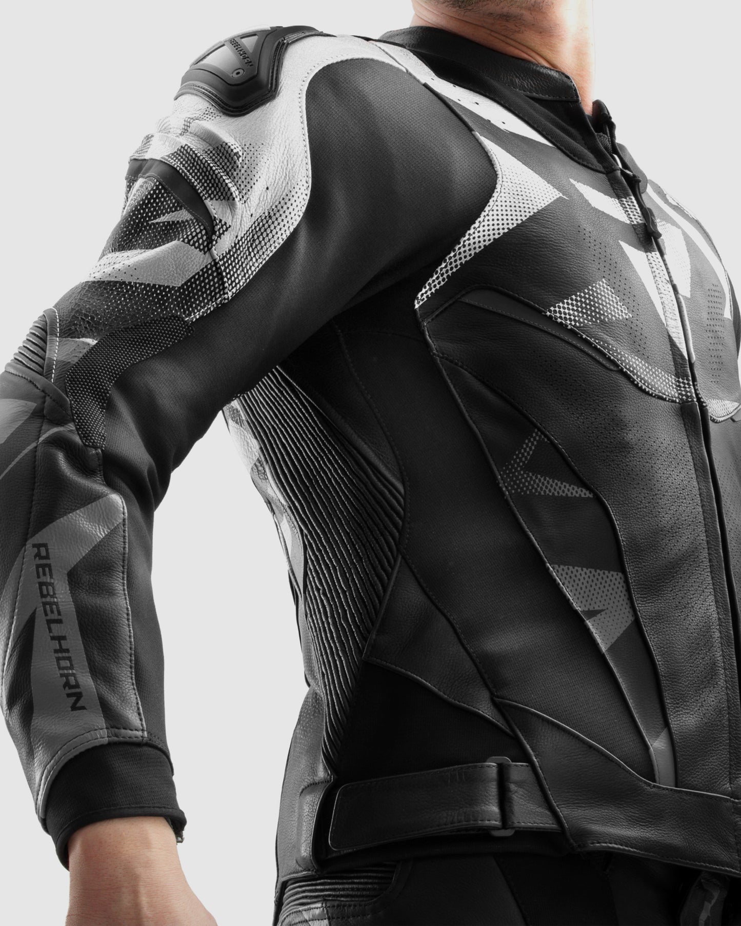 Inferno Leather Motorcycle Jacket Black White