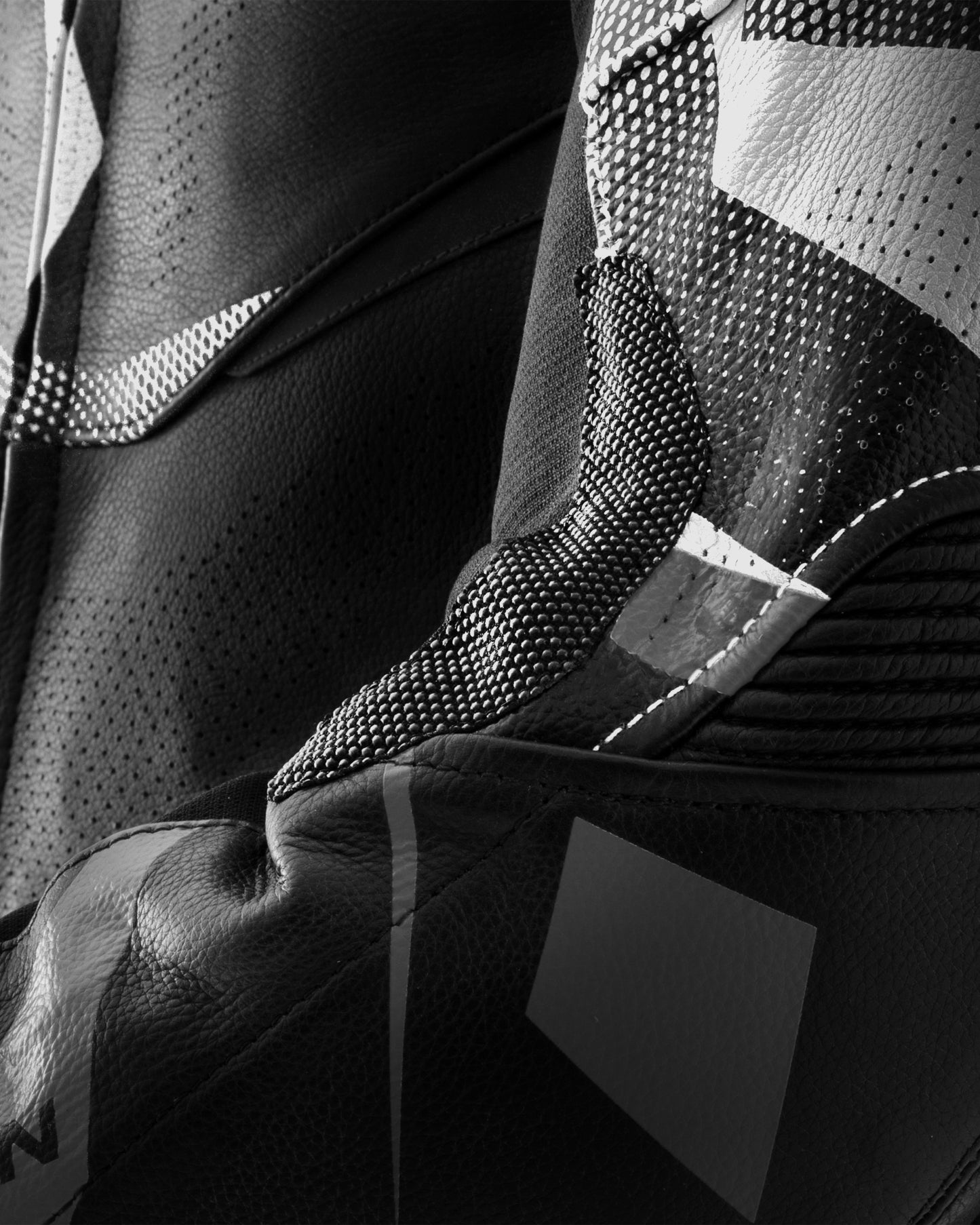 Inferno Leather Motorcycle Jacket Black White