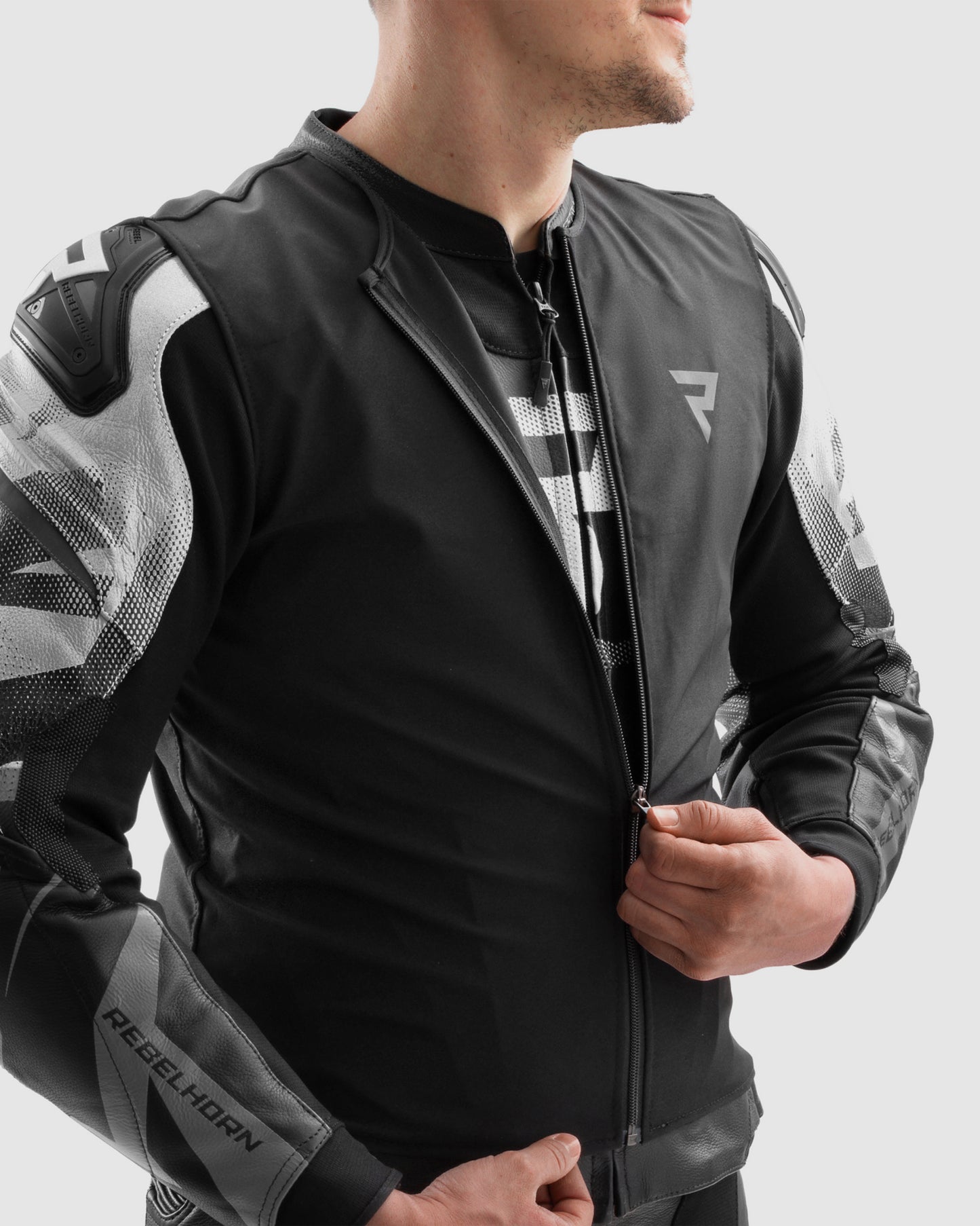 Inferno Leather Motorcycle Jacket Black White