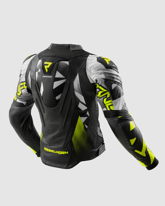 Inferno Leather Motorcycle Jacket Fluo Yellow