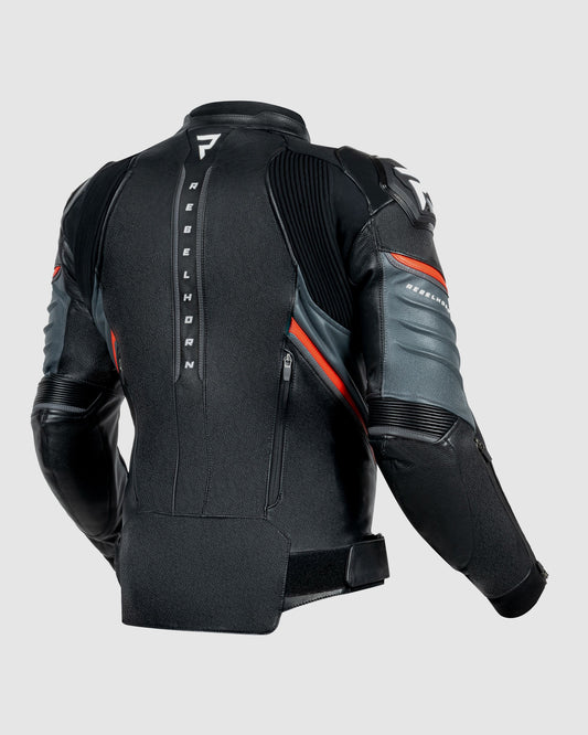 Veloce Leather Motorcycle Jacket Grey Red