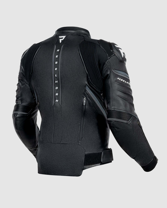 Veloce Leather Motorcycle Jacket Black White