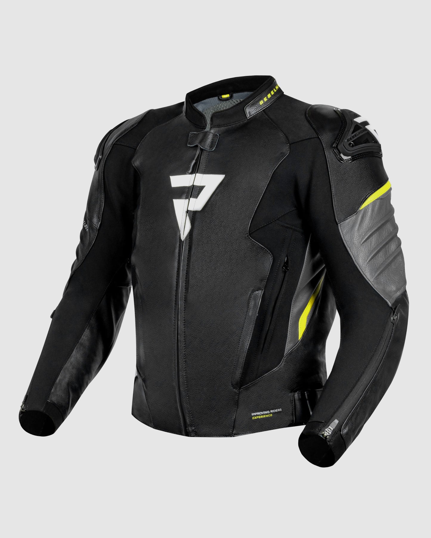 Veloce Leather Motorcycle Jacket Fluo Yellow