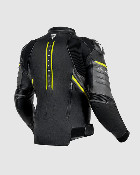 Veloce Leather Motorcycle Jacket Fluo Yellow
