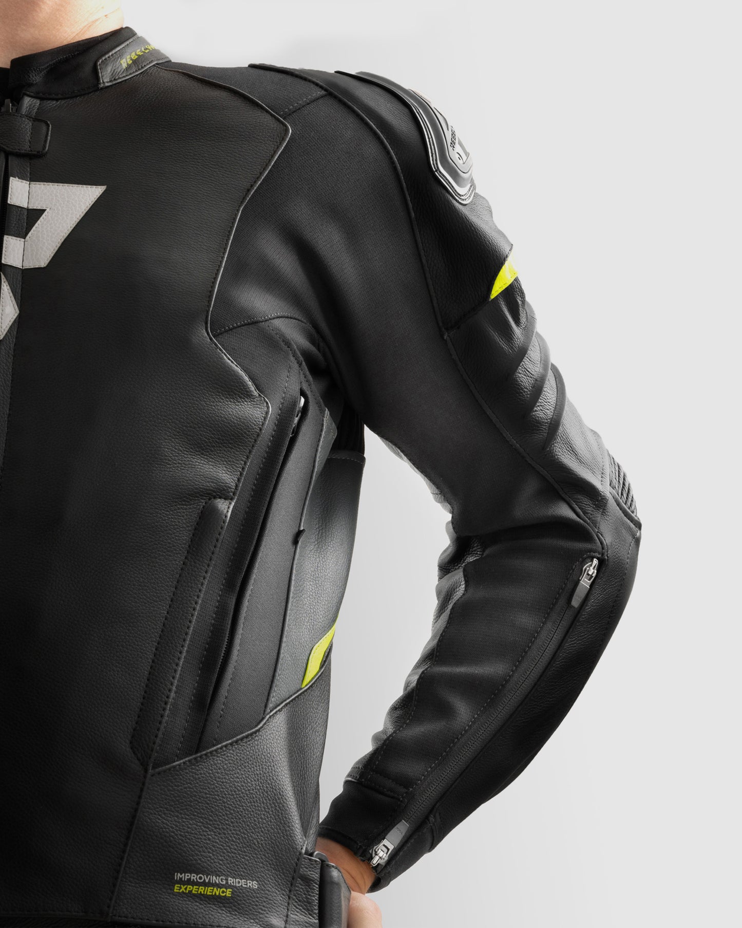 Veloce Leather Motorcycle Jacket Fluo Yellow