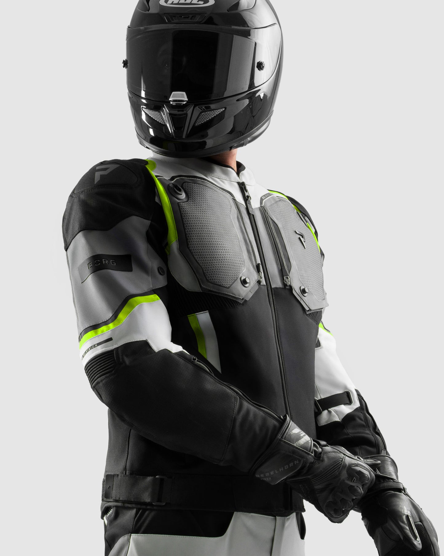Borg II Motorcycle Jacket Black, Grey, Fluo Yellow
