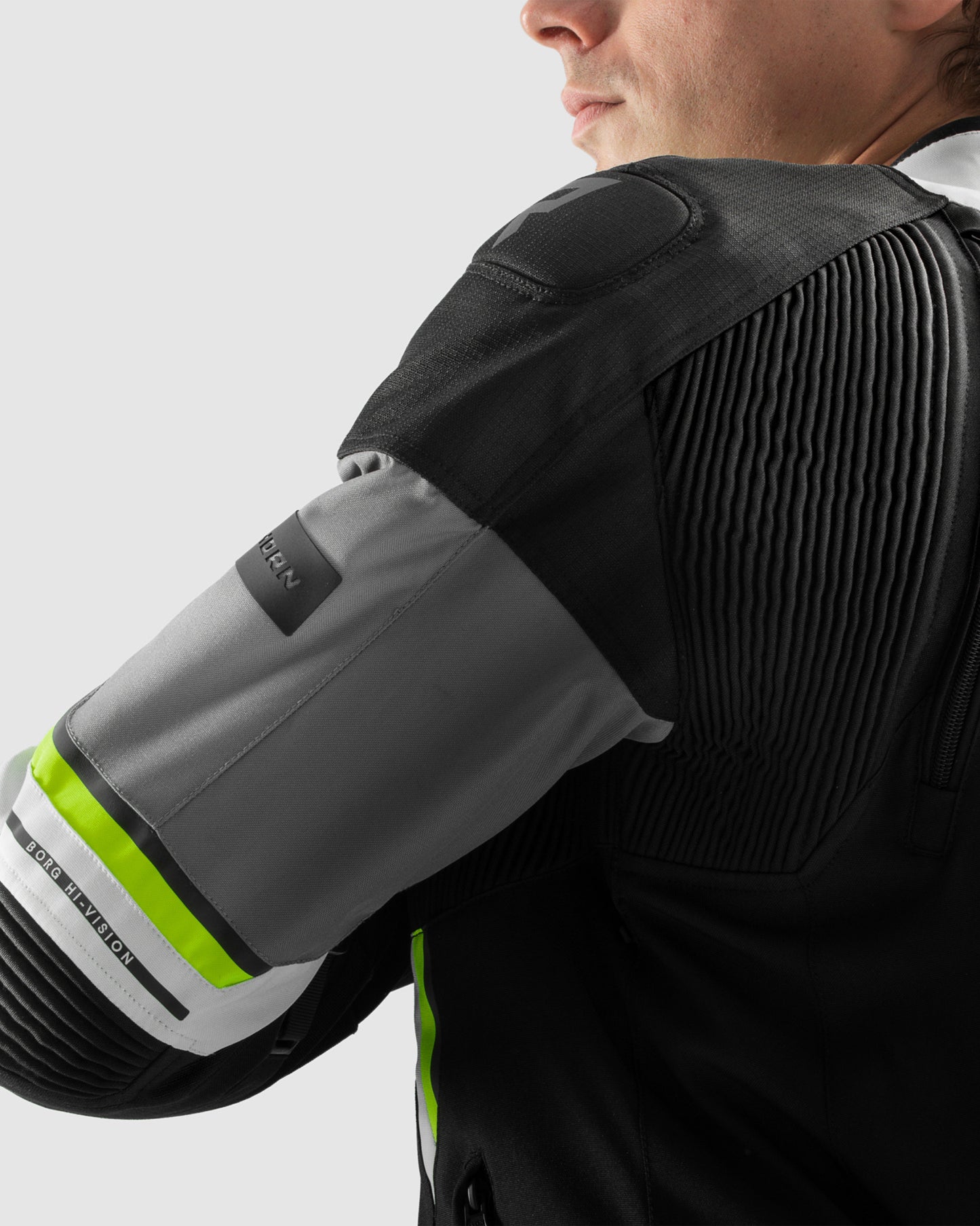 Borg II Motorcycle Jacket Black, Grey, Fluo Yellow