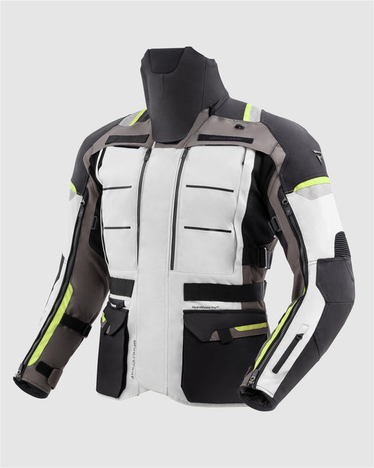 Cubby V Motorcycle Jacket Light Grey, Fluo Yellow