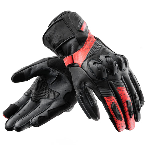 Rebelhorn Viper Black/Grey/Fluo Red Motorcycle Gloves