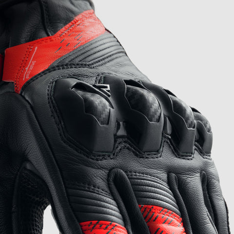 Rebelhorn Viper Black/Grey/Fluo Red Motorcycle Gloves