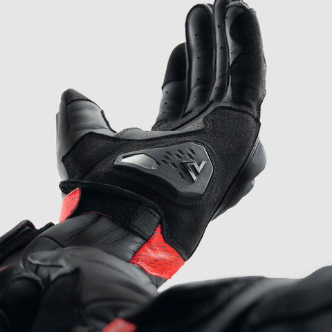 Rebelhorn Viper Black/Grey/Fluo Red Motorcycle Gloves