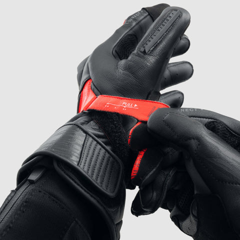 Rebelhorn Viper Black/Grey/Fluo Red Motorcycle Gloves