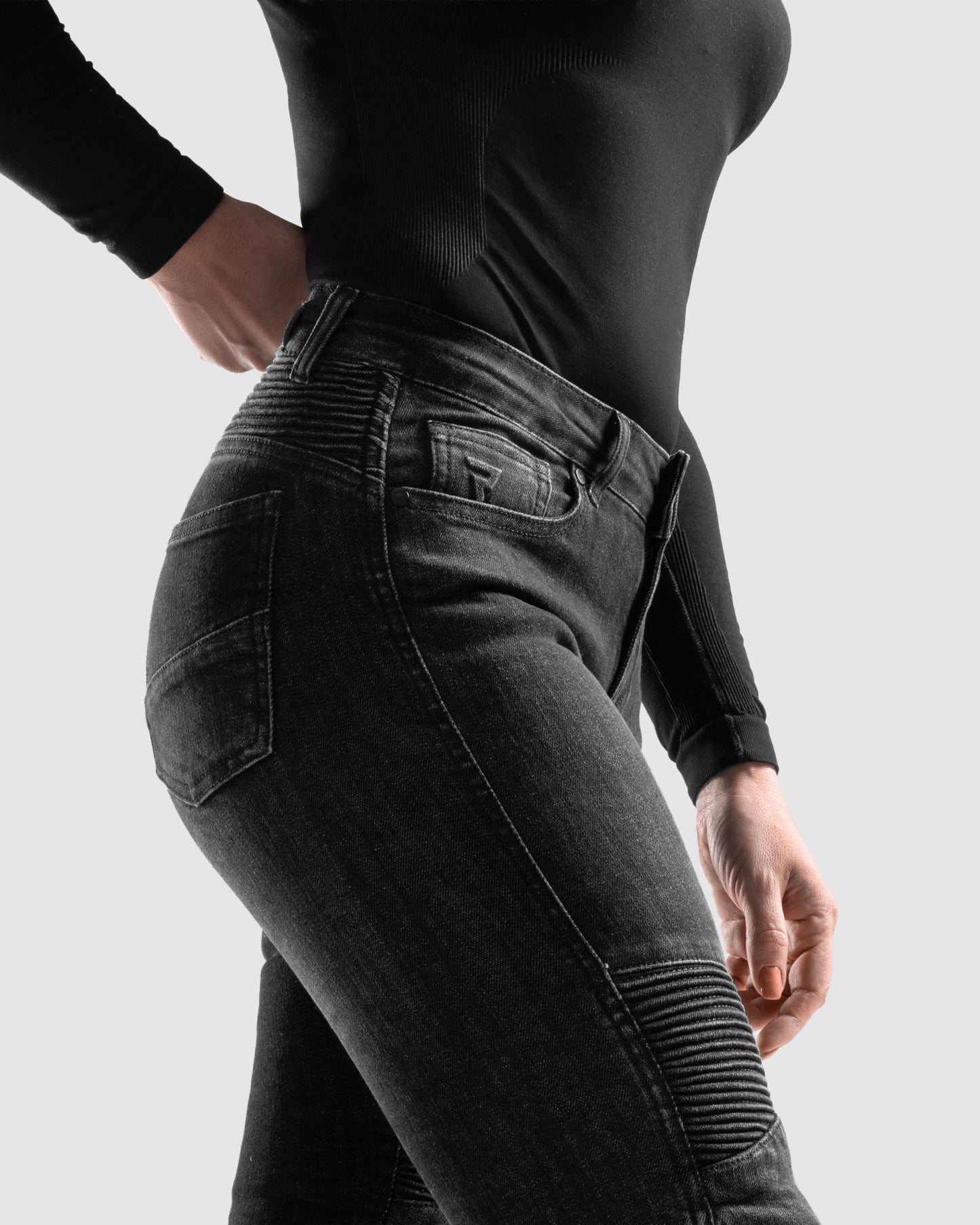 Agness 2 Mono Women’s Motorcycle Jeans Washed Black