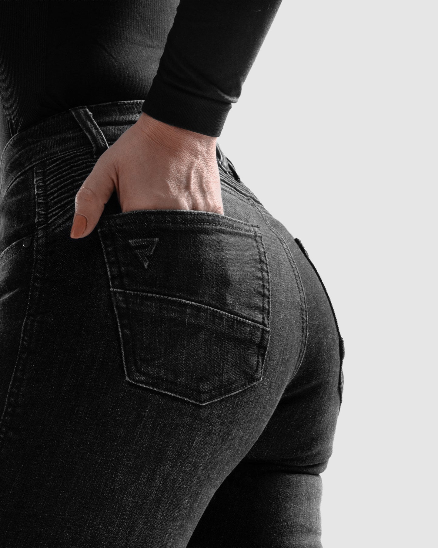 Agness 2 Mono Women’s Motorcycle Jeans Washed Black
