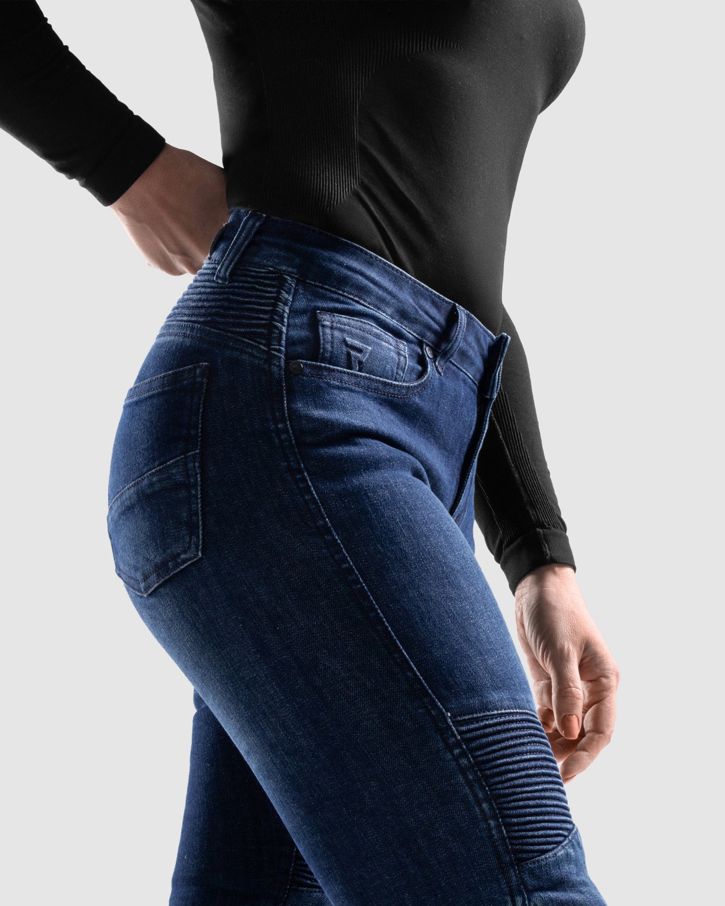 Agness 2 Mono Women’s Motorcycle Jeans Washed Blue