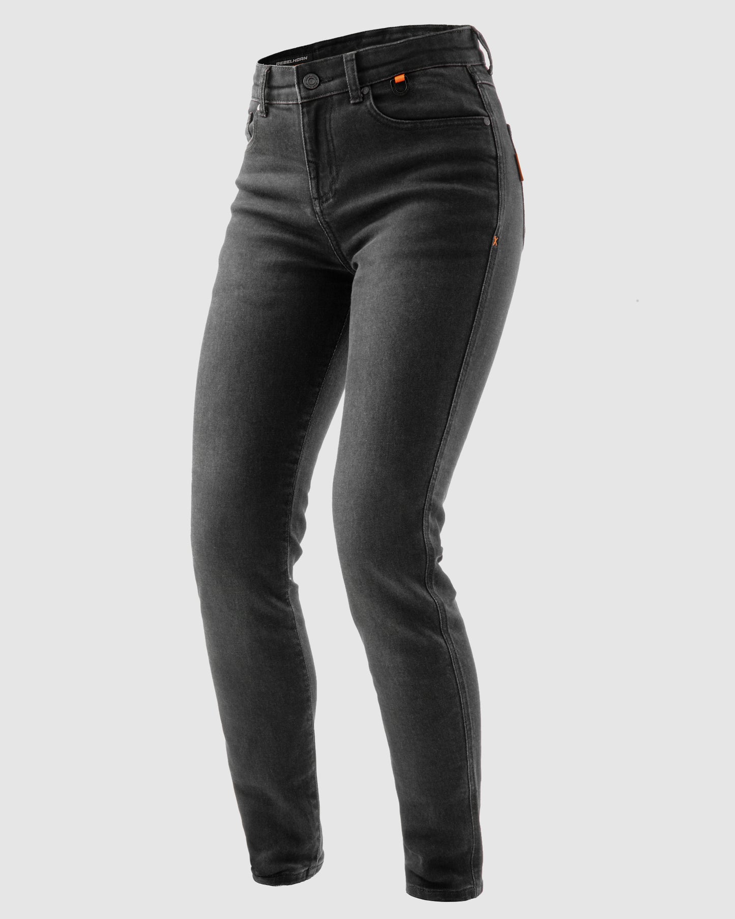 Bronco Women's Motorcycle Jeans Washed Black