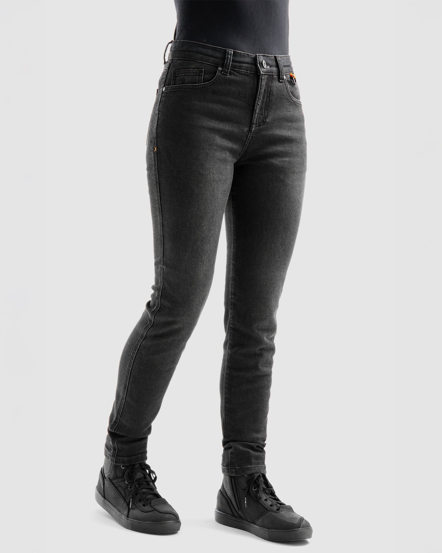 Bronco Women's Motorcycle Jeans Washed Black