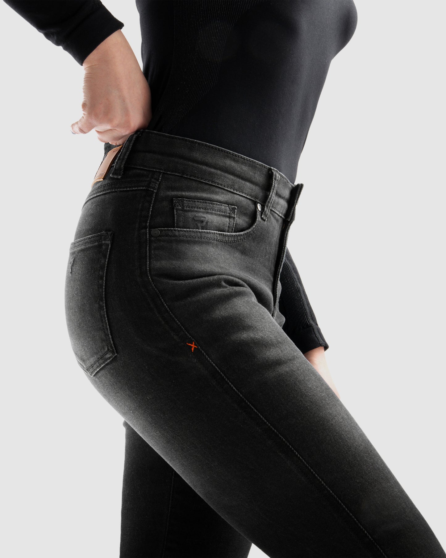 Bronco Women's Motorcycle Jeans Washed Black