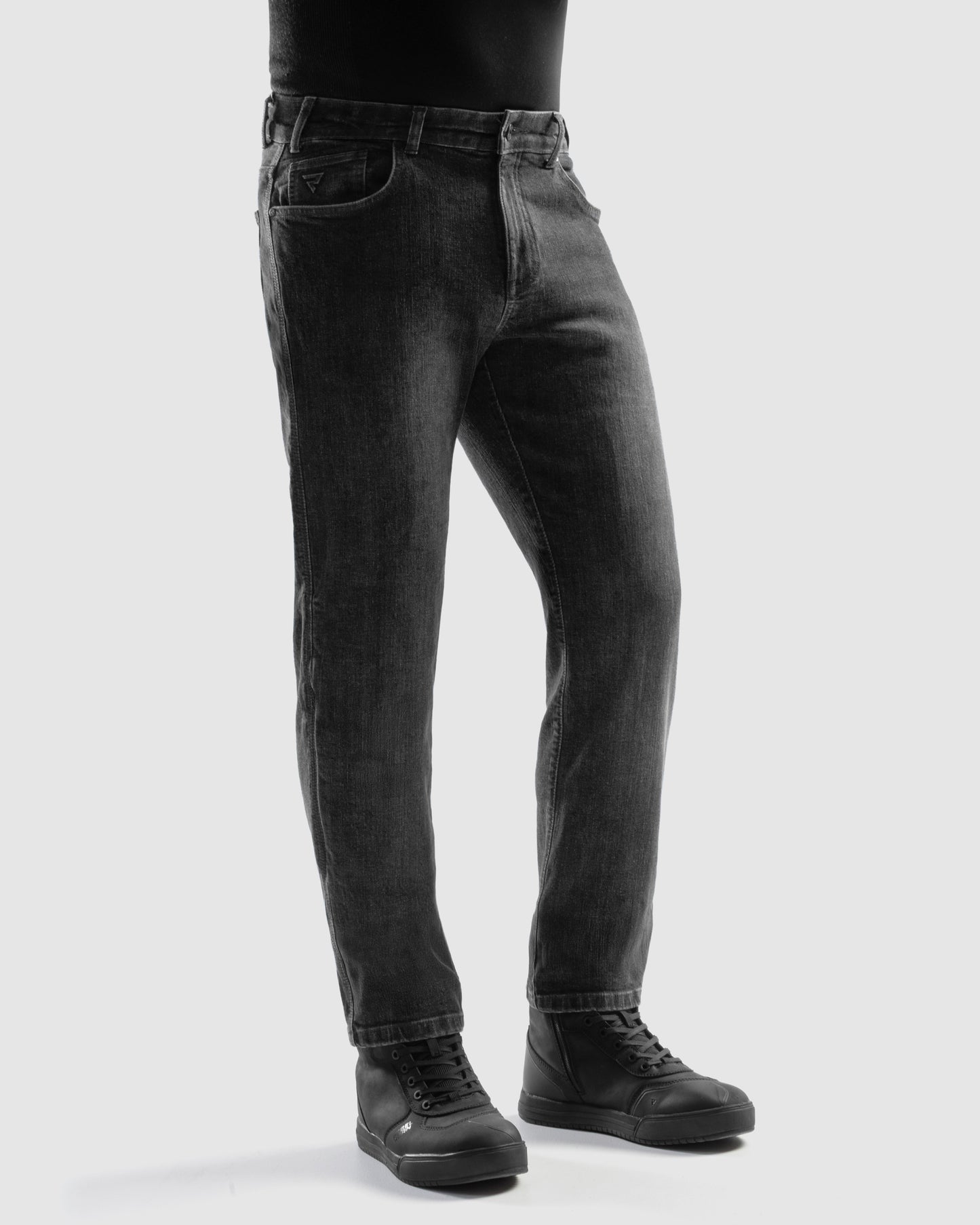 Classic Mono Motorcycle Jeans Washed Black