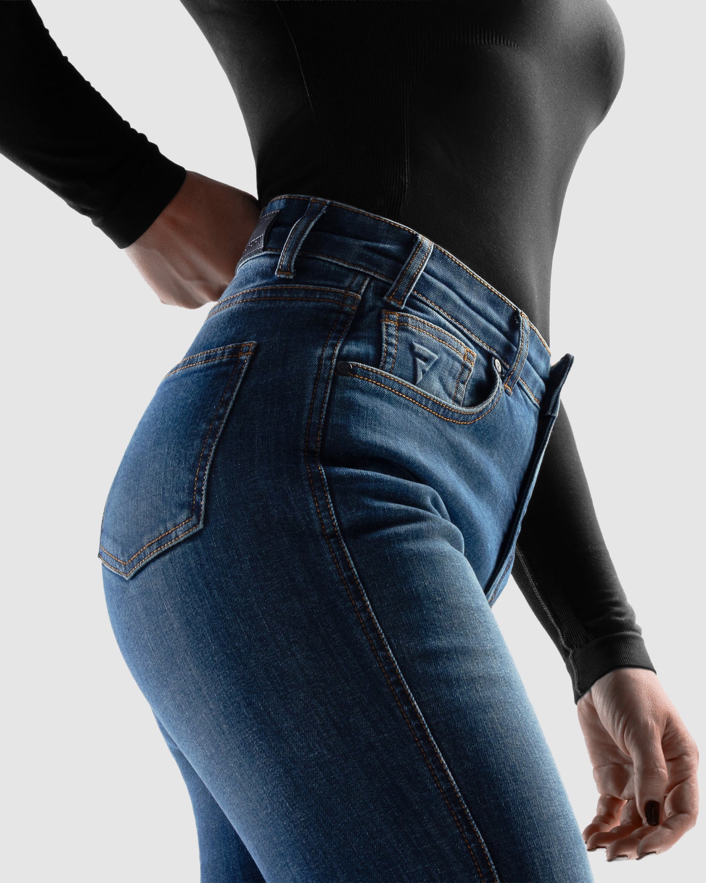 Classic Mono Women’s Motorcycle Jeans Washed Blue