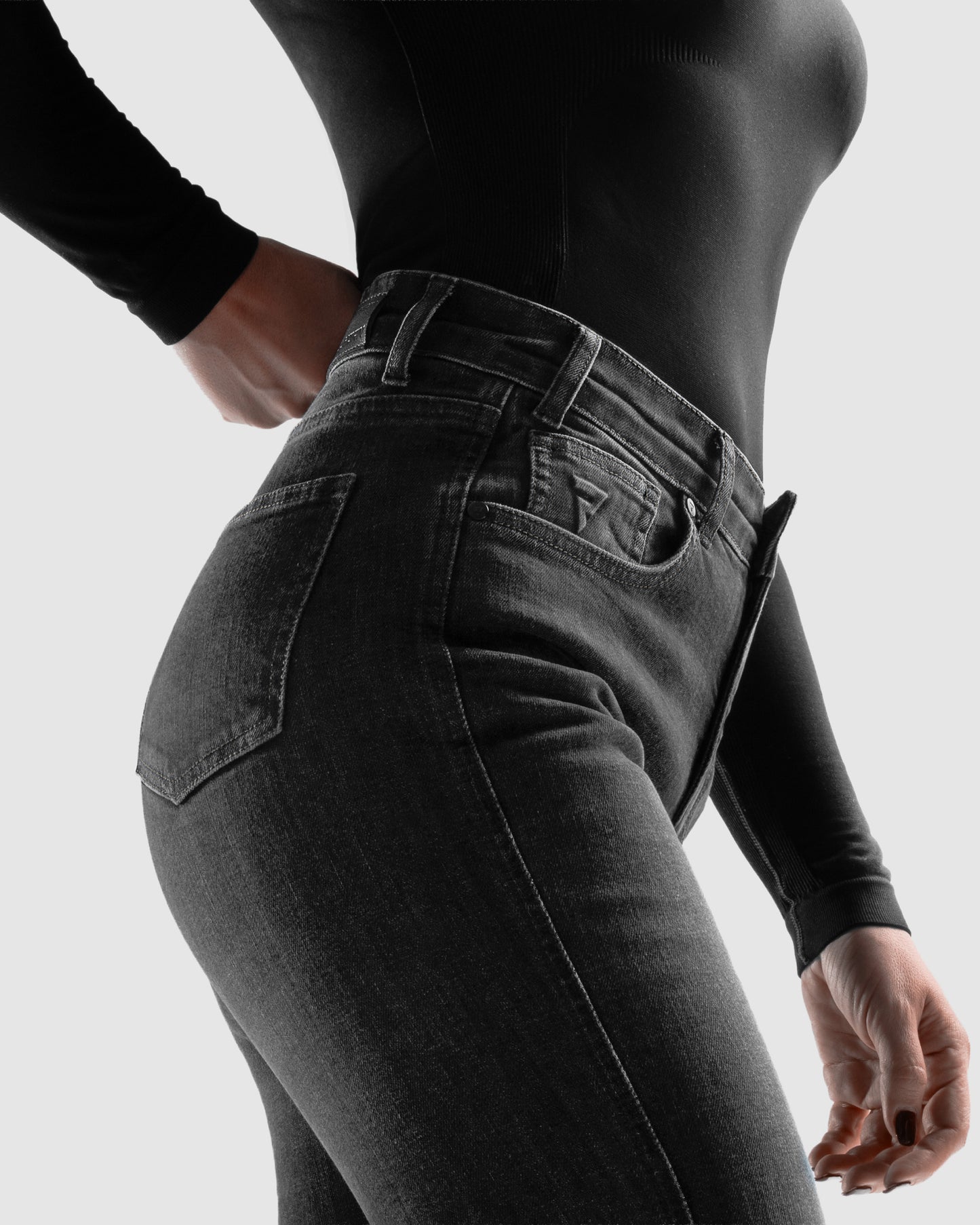 Classic Mono Women’s Motorcycle Jeans Washed Black