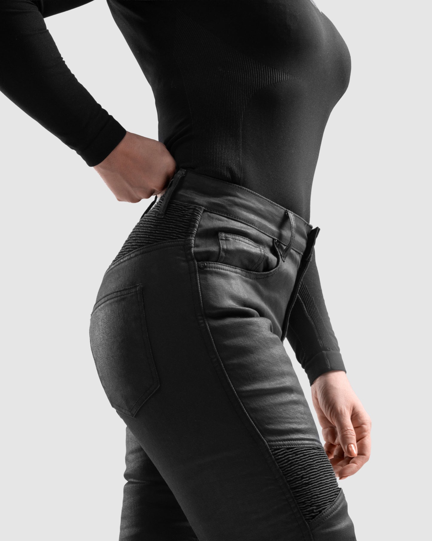 Roxy Motorcycle Jeans Women's Slim Black Waxed