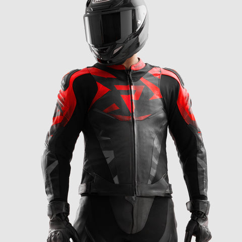 Inferno Motorcycle Jacket Black / Fluo Red