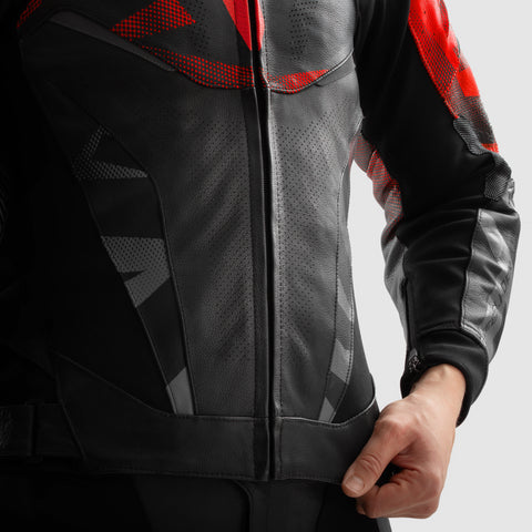 Inferno Motorcycle Jacket Black / Fluo Red