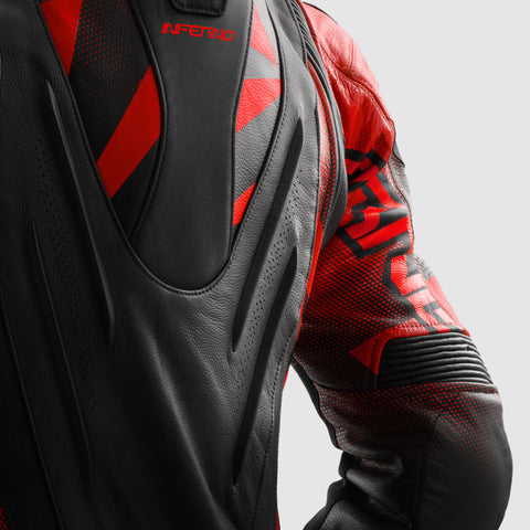 Inferno Motorcycle Jacket Black / Fluo Red