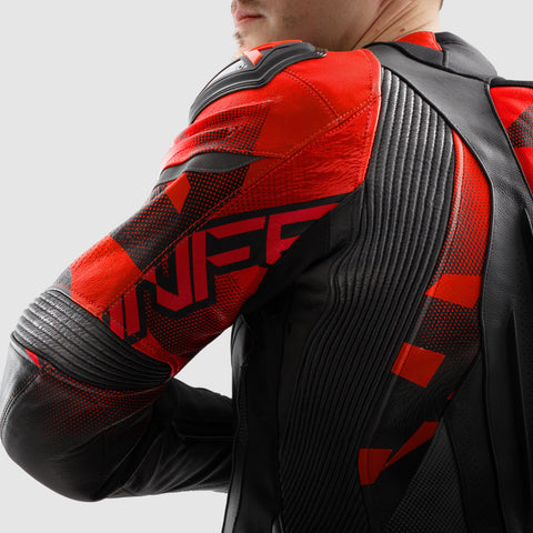 Inferno Motorcycle Jacket Black / Fluo Red