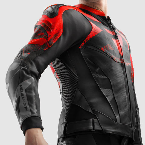 Inferno Motorcycle Jacket Black / Fluo Red