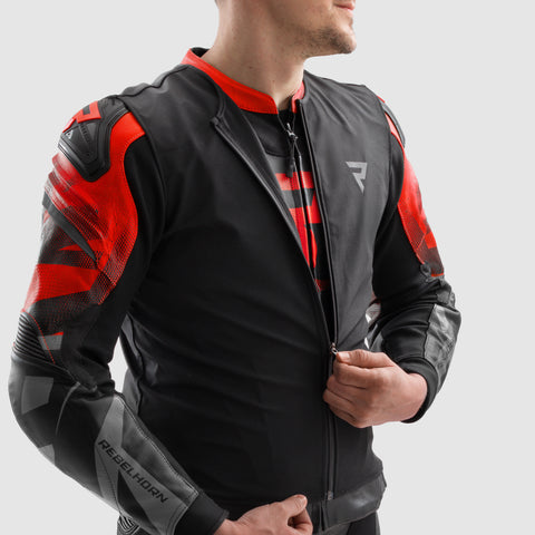 Inferno Motorcycle Jacket Black / Fluo Red