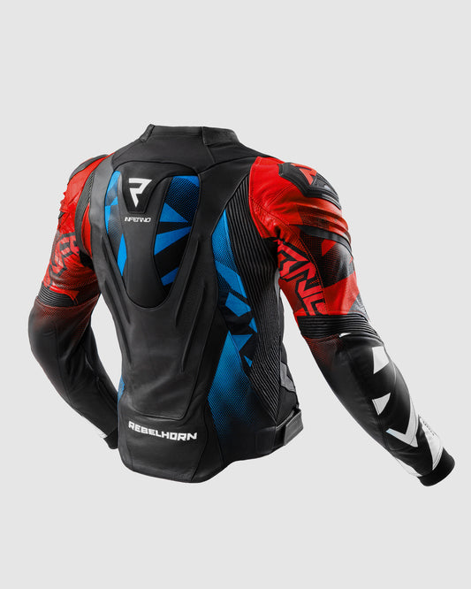 Inferno Leather Motorcycle Jacket Blue Red