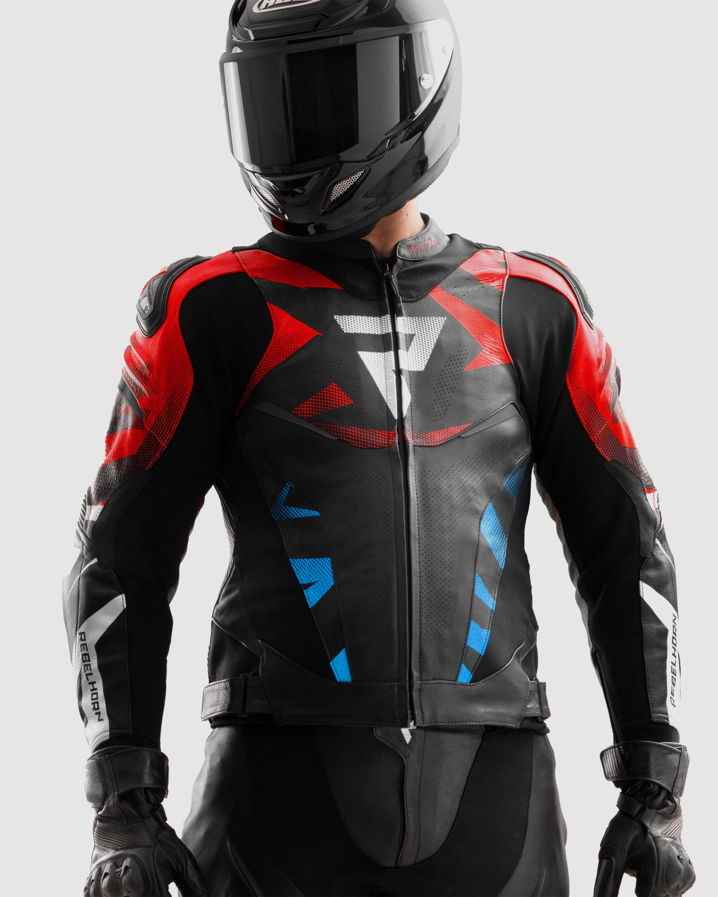 Inferno Leather Motorcycle Jacket Blue Red