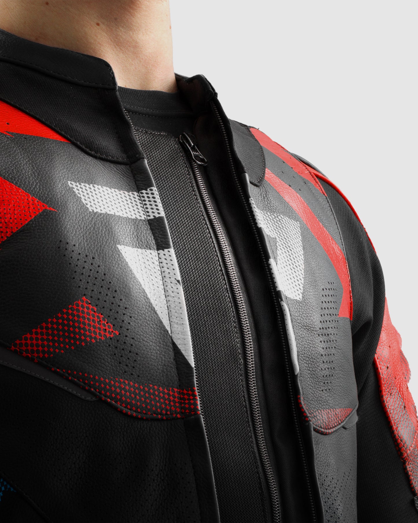 Inferno Leather Motorcycle Jacket Blue Red