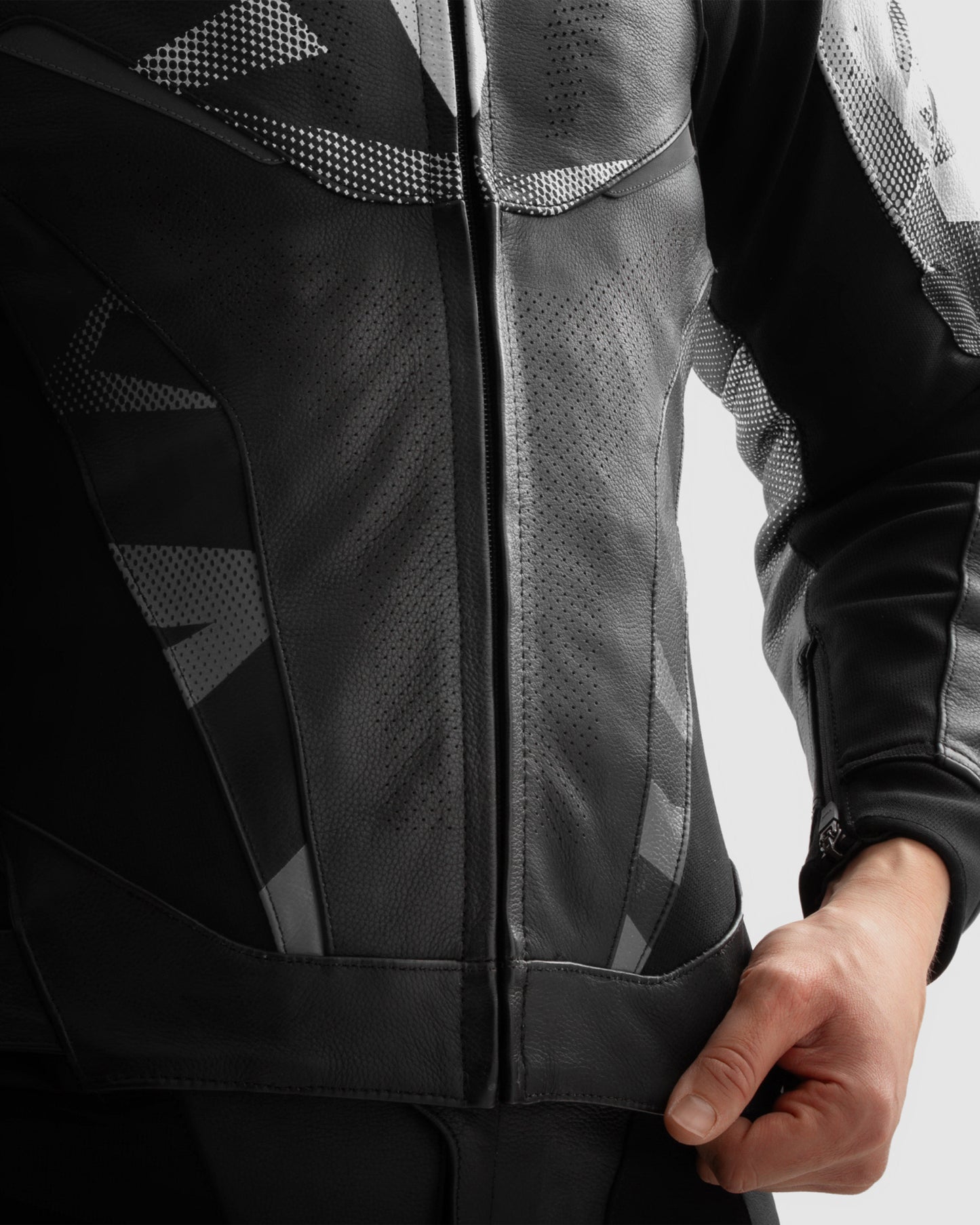 Inferno Leather Motorcycle Jacket Black White