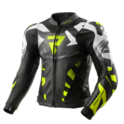 Inferno Motorcycle Jacket Black / White / Fluo Yellow