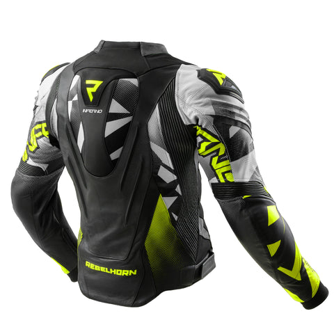 Inferno Motorcycle Jacket Black / White / Fluo Yellow