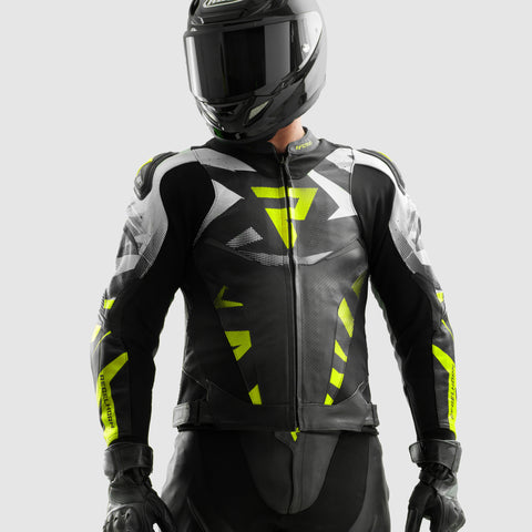 Inferno Motorcycle Jacket Black / White / Fluo Yellow