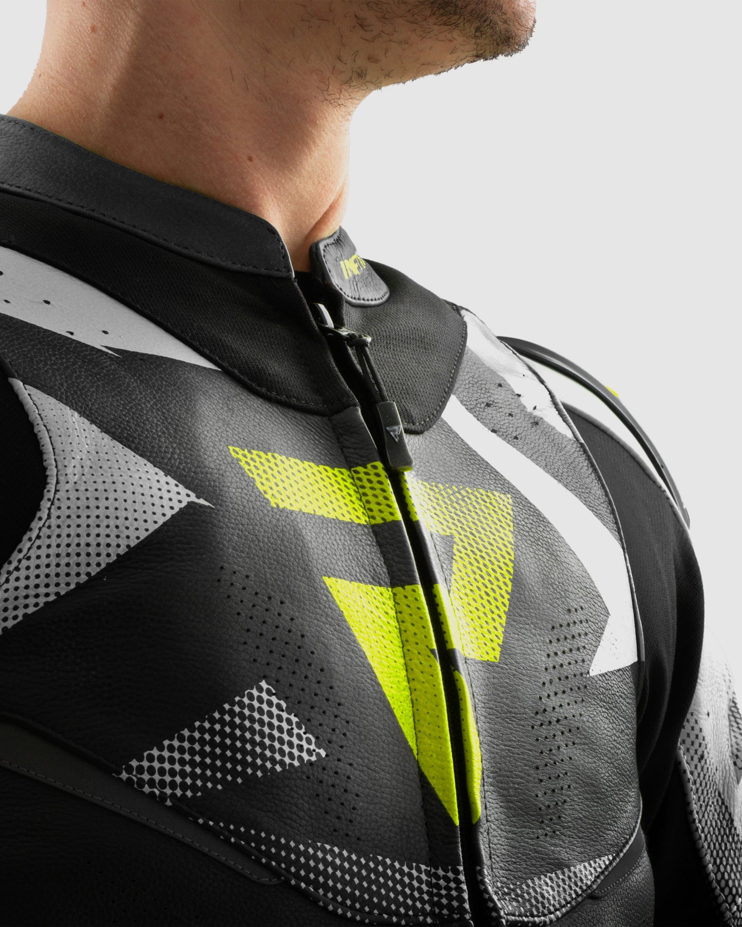 Inferno Leather Motorcycle Jacket Fluo Yellow