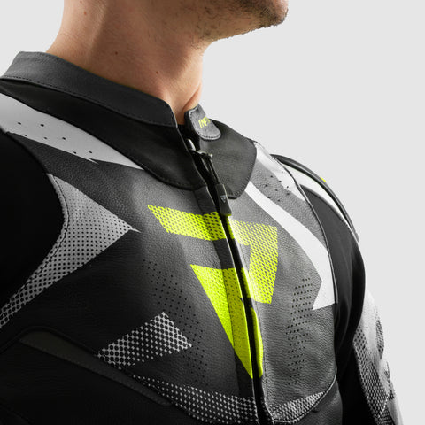 Inferno Motorcycle Jacket Black / White / Fluo Yellow