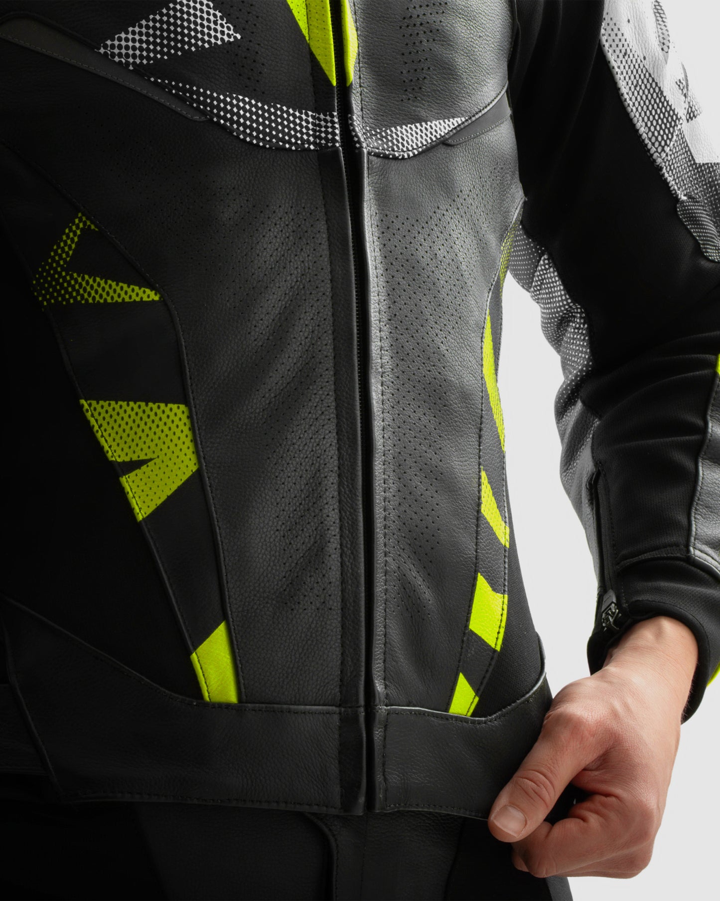 Inferno Leather Motorcycle Jacket Fluo Yellow